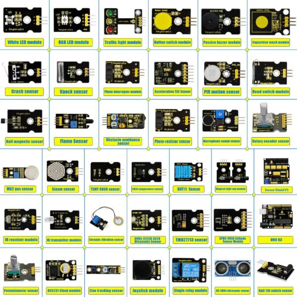 Kit de capteurs 37 en 1 Keyestudio V2.0 pour Arduino UNO R3