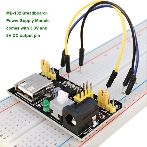 Pack maquette 830 trous, module d'alimentation et connecteurs pour Arduino