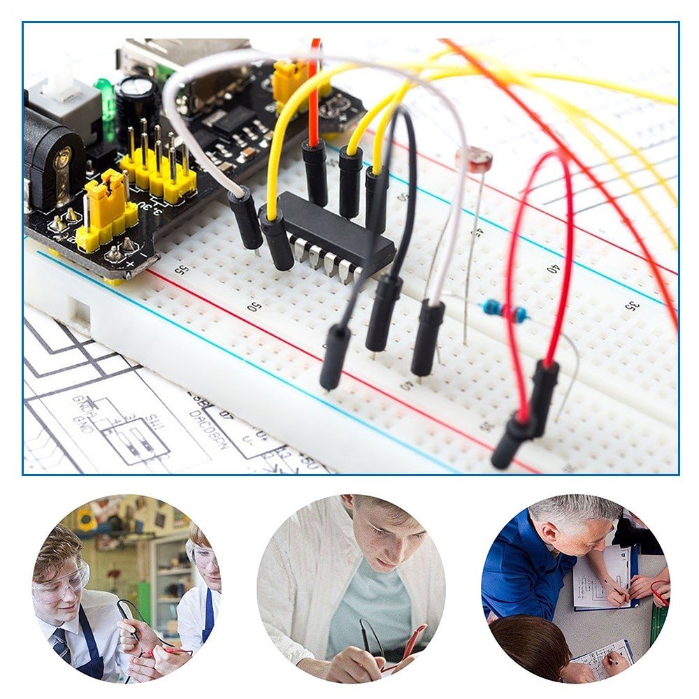 Kit De Démarrage électronique : Plaque D'expérimentation 830 Points + Module D'alimentation 9V + Fils + Composants