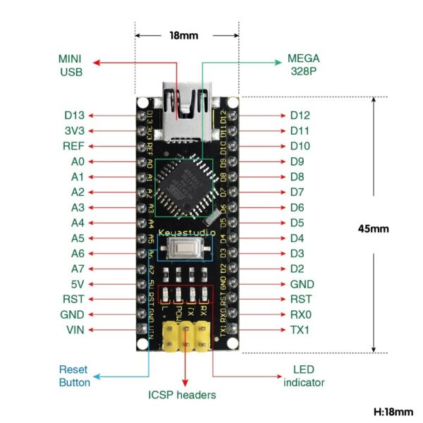Carte Arduino Nano CH340 USB